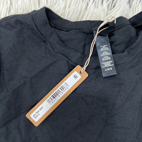 NWT SKIMS Cotton Jersey Ling Sleeved T-shirt - Soot - Picture 3 of 5